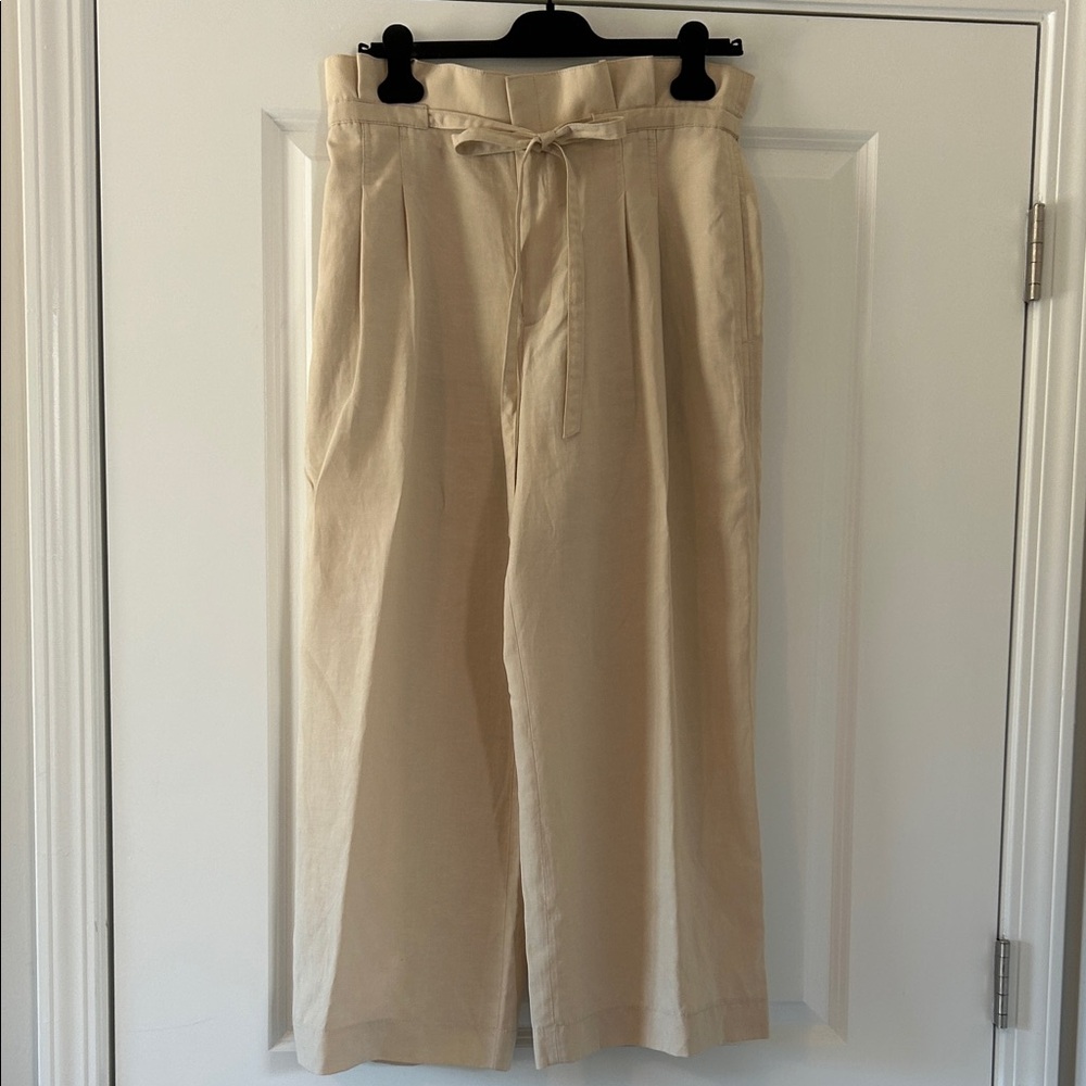 Club Monaco Linen Cream Wide-Leg Pants SZ 10